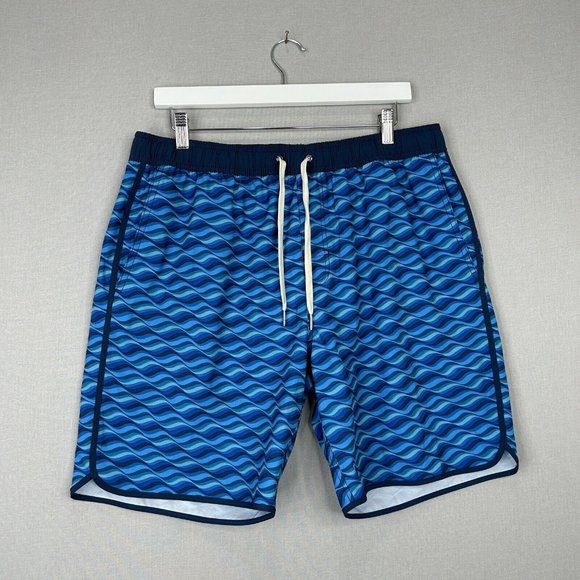 Fair Harbor Other - Fair Harbor Mens Swim Extra Large Blue Anchor Trunk 8" Wavy Resort-Wear Lined